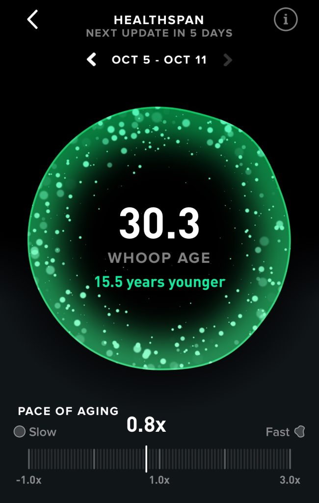 Whoop Healthspan and my Pace of aging